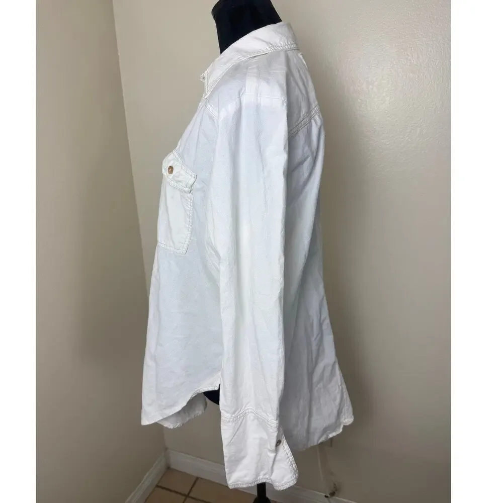 We The Free Free People freddie White Oversize Long Sleeve Top XS